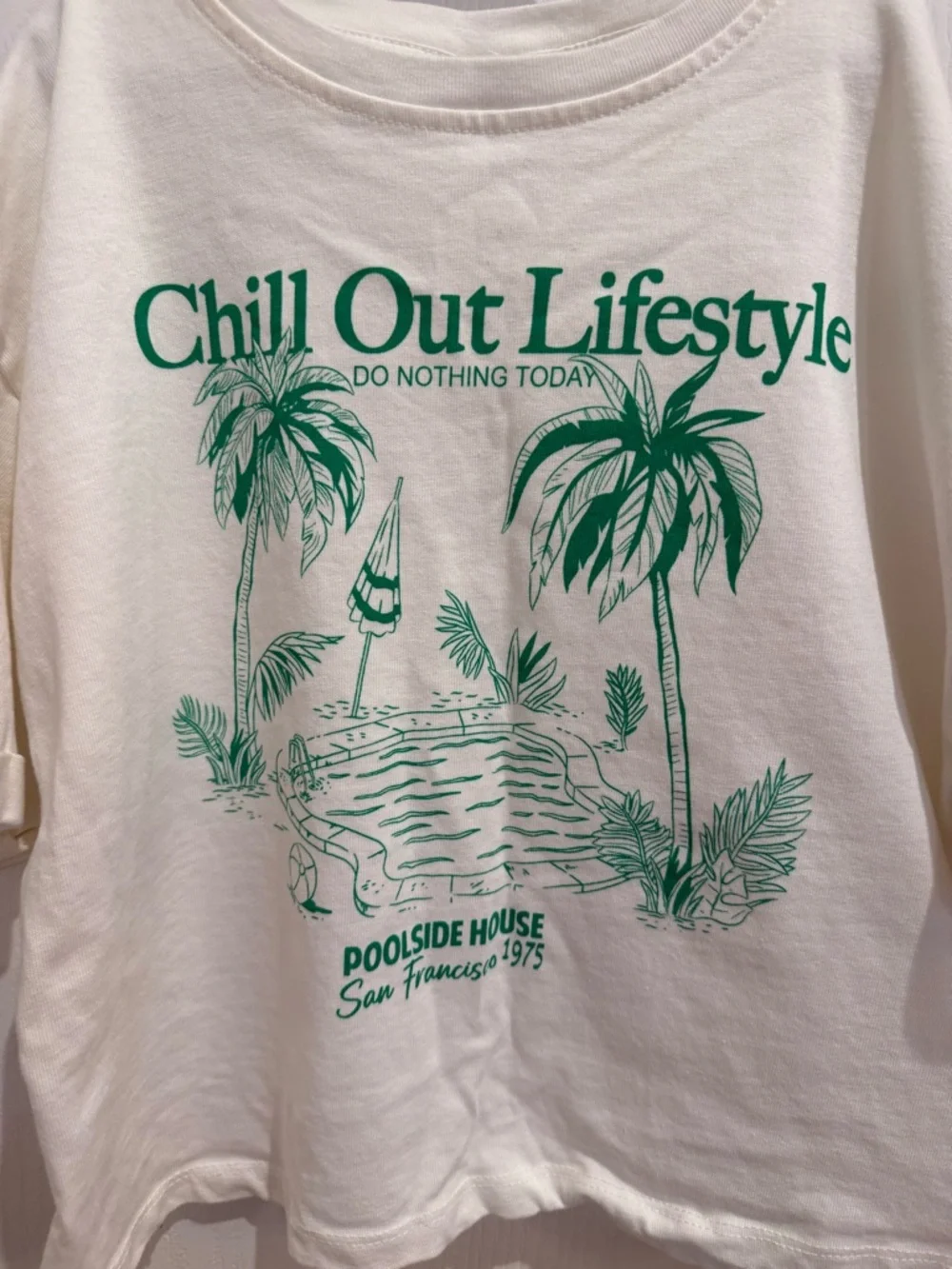 Chill Out Lifestyle White Tee with Green Graphic - Kids